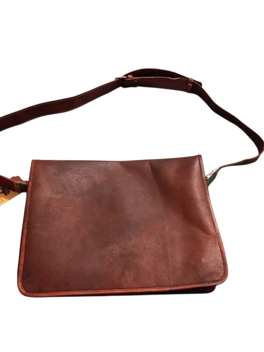 NEW! Rustic Tree Trekker Artisan Leather Messenger Bag - Brown
